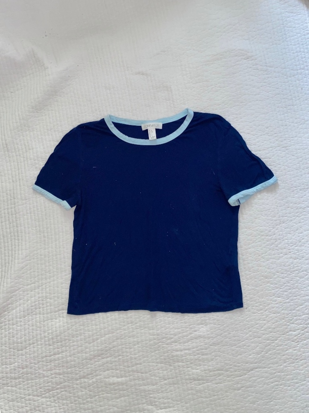Two toned blue slightly cropped shirt